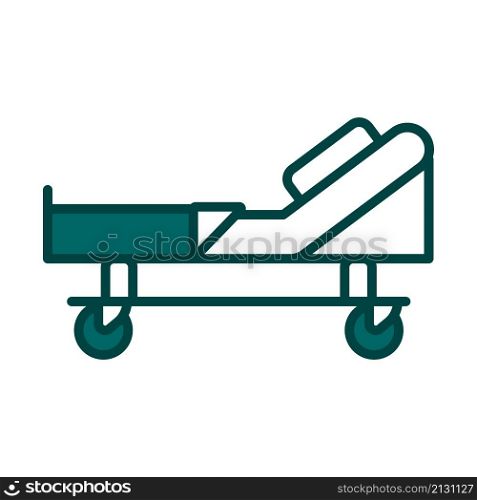 Hospital Bed Icon. Editable Bold Outline With Color Fill Design. Vector Illustration.