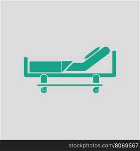 Hospital bed icon. Gray background with green. Vector illustration.