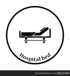 Hospital bed icon. Thin circle design. Vector illustration.