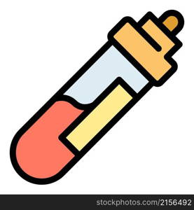 Hospital blood test tube icon. Outline hospital blood test tube vector icon color flat isolated. Hospital blood test tube icon color outline vector