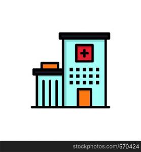 Hospital, Building, Clinic, Medical Flat Color Icon. Vector icon banner Template