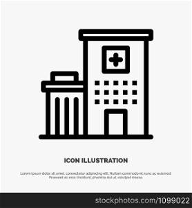 Hospital, Building, Clinic, Medical Vector Line Icon