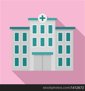 Hospital building icon. Flat illustration of hospital building vector icon for web design. Hospital building icon, flat style