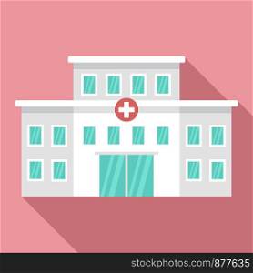 Hospital building icon. Flat illustration of hospital building vector icon for web design. Hospital building icon, flat style
