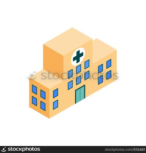 Hospital building icon in isometric 3d in isometric 3d style on a white background. Hospital building icon, isometric 3d style