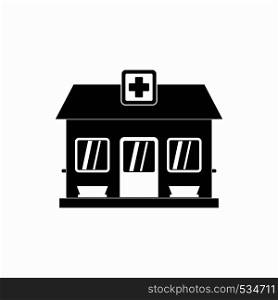Hospital building icon in simple style on a white background. Hospital building icon, simple style