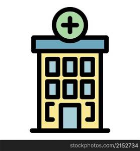 Hospital building icon. Outline hospital building vector icon color flat isolated. Hospital building icon color outline vector