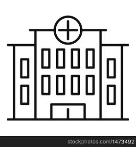 Hospital building icon. Outline hospital building vector icon for web design isolated on white background. Hospital building icon, outline style
