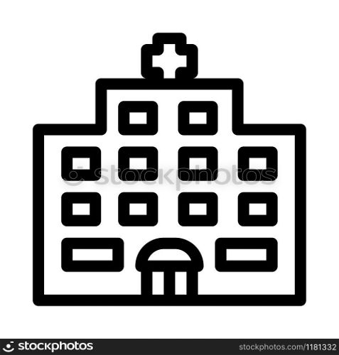 Hospital Building Icon Vector. Outline Hospital Building Sign. Isolated Contour Symbol Illustration. Hospital Building Icon Vector Outline Illustration