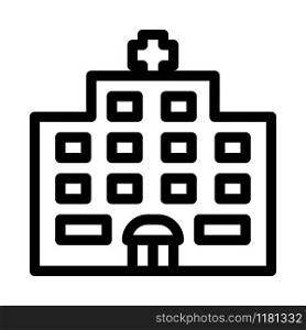 Hospital Building Icon Vector. Outline Hospital Building Sign. Isolated Contour Symbol Illustration. Hospital Building Icon Vector Outline Illustration