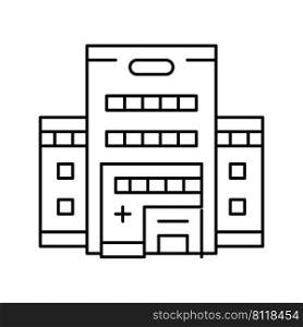 hospital building line icon vector. hospital building sign. isolated contour symbol black illustration. hospital building line icon vector illustration