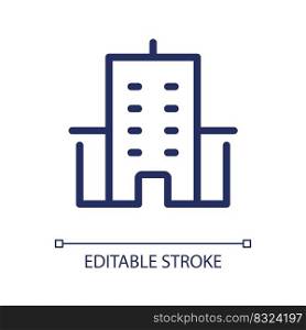 Hospital building pixel perfect linear ui icon. Healthcare institution. First aid. GUI, UX design. Outline isolated user interface element for app and web. Editable stroke. Arial font used. Hospital building pixel perfect linear ui icon