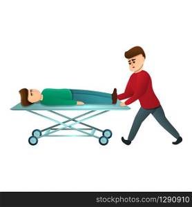 Hospital cart bed icon. Cartoon of hospital cart bed vector icon for web design isolated on white background. Hospital cart bed icon, cartoon style
