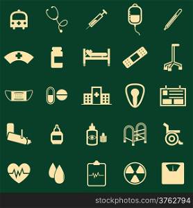Hospital color icons on green background, stock vector