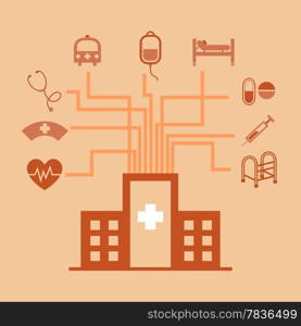 Hospital concept idea in flat style, stock vector