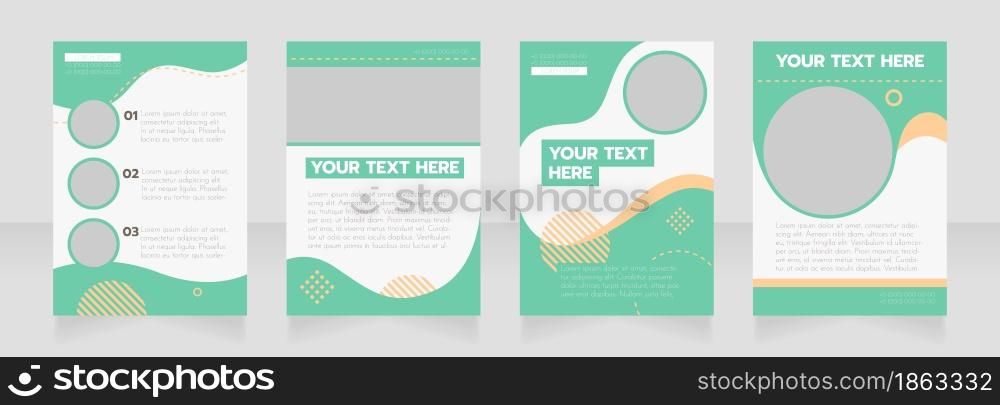 Hospital green wavy blank brochure layout design. Project info. Vertical poster template set with empty copy space for text. Premade corporate reports collection. Editable flyer paper pages. Hospital green wavy blank brochure layout design