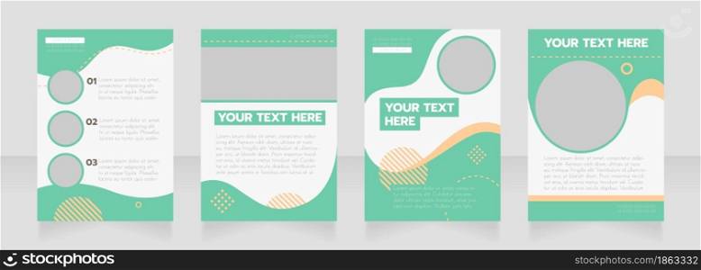 Hospital green wavy blank brochure layout design. Project info. Vertical poster template set with empty copy space for text. Premade corporate reports collection. Editable flyer paper pages. Hospital green wavy blank brochure layout design