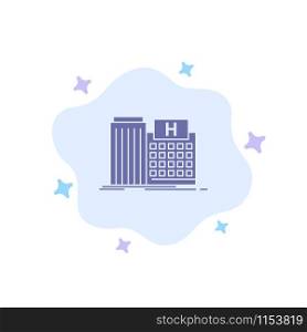 Hospital, Healthcare, Medical, Building, Clinic Blue Icon on Abstract Cloud Background