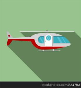 Hospital helicopter icon. Flat illustration of hospital helicopter vector icon for web design. Hospital helicopter icon, flat style