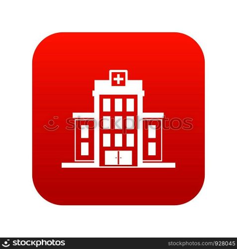Hospital icon digital red for any design isolated on white vector illustration. Hospital icon digital red