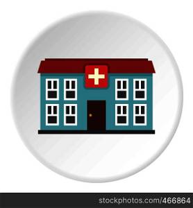 Hospital icon in flat circle isolated vector illustration for web. Hospital icon circle