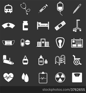 Hospital icons on black background, stock vector