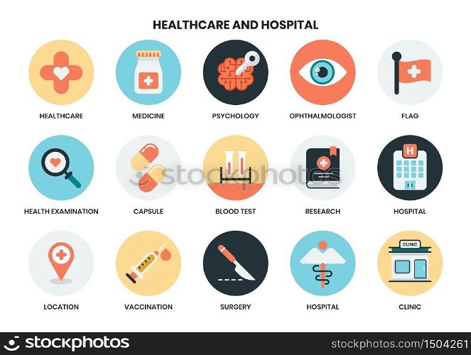 Hospital icons set for business, marketing, management