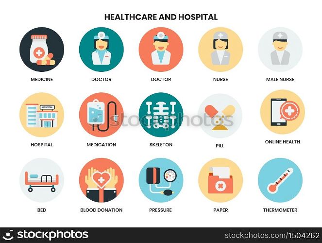 Hospital icons set for business, marketing, management