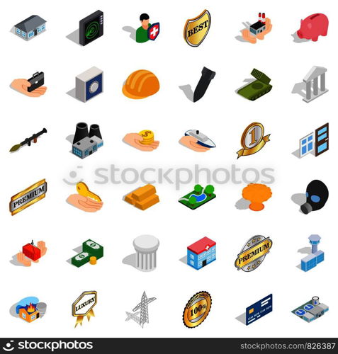 Hospital icons set. Isometric style of 36 hospital vector icons for web isolated on white background. Hospital icons set, isometric style