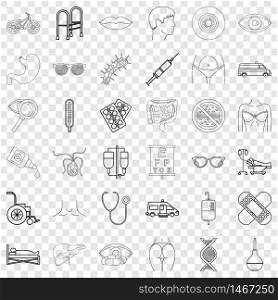 Hospital icons set. Outline style of 36 hospital vector icons for web for any design. Hospital icons set, outline style