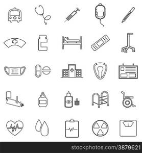 Hospital line icons on white background, stock vector