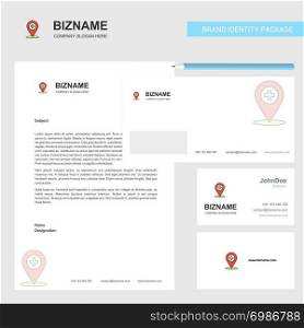 Hospital location Business Letterhead, Envelope and visiting Card Design vector template