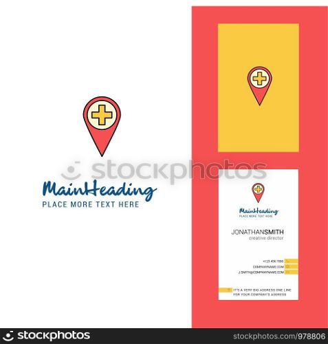 Hospital location Creative Logo and business card. vertical Design Vector