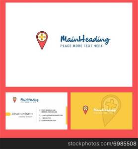 Hospital location Logo design with Tagline & Front and Back Busienss Card Template. Vector Creative Design