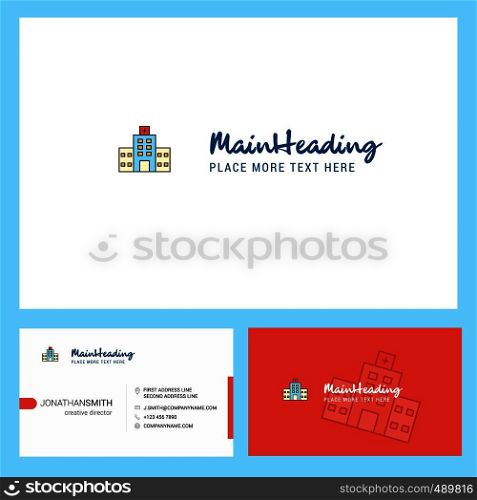 Hospital Logo design with Tagline & Front and Back Busienss Card Template. Vector Creative Design
