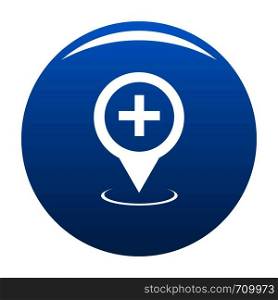 Hospital map pointer icon vector blue circle isolated on white background . Hospital map pointer icon blue vector