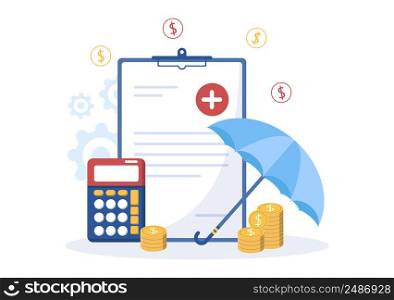 Hospital Medical Billing Service with Health Insurance Form for Hospitalization or Treatment on Cartoon Background Illustration