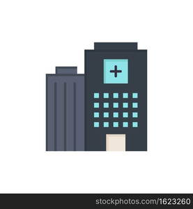 Hospital, Medical, Building, Care  Flat Color Icon. Vector icon banner Template