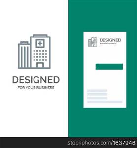 Hospital, Medical, Building, Care Grey Logo Design and Business Card Template