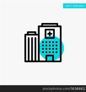 Hospital, Medical, Building, Care turquoise highlight circle point Vector icon