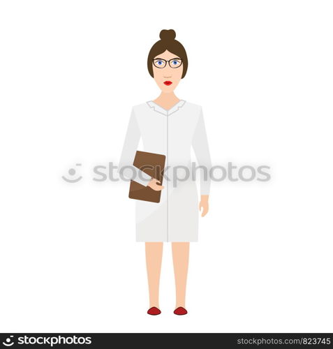 Hospital medical doctor (nurse) on white vector flat illustration