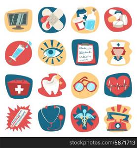 Hospital medical health care first aid icons set isolated vector illustration