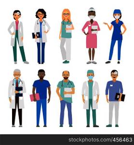 Hospital medical team. Medical staff vector illustration. Hospital medical staff