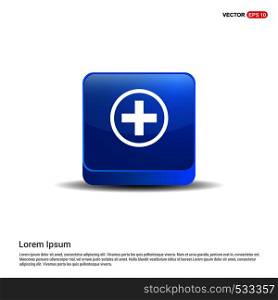 hospital plus sign button icon - 3d Blue Button.