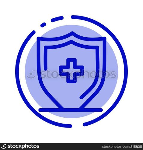 Hospital, Sign, Board, Shield Blue Dotted Line Line Icon