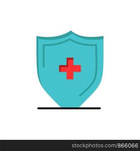 Hospital, Sign, Board, Shield Flat Color Icon. Vector icon banner Template