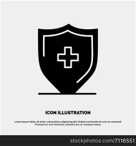 Hospital, Sign, Board, Shield solid Glyph Icon vector