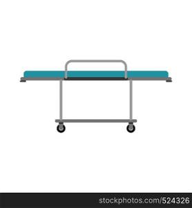 Hospital stretcher trolley bed vector icon. Clinic gurney ambulance equipment. Flat sick wheel cartoon transport