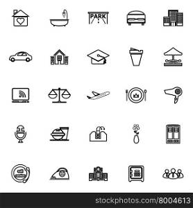 Hospitality business line icons on white background, stock vector