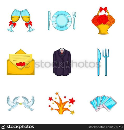Hospitality icons set. Cartoon set of 9 hospitality vector icons for web isolated on white background. Hospitality icons set, cartoon style